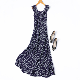 真丝斜裁无袖 可两穿 度假风连衣裙 显高显瘦女神范 1.4米裙长