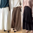 绢丝裤 裙裤 100桑蚕丝纯色提花休闲裤 度假阔腿裤 女 法式 早春新品