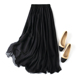斜裁大摆不拼接 100桑蚕丝真丝经典 黑松紧腰长裙三层半身裙飘逸