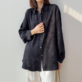 重磅高货 36姆米真丝提花缎宽松版 方领中长款 凛人气势 衬衫 春女