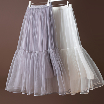 云雾纱裙松紧腰真丝内侧长裙半裙