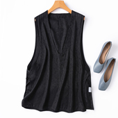 设计感深V领开叉背心 中长款 小众叠穿马甲 透气花罗绢丝桑蚕丝