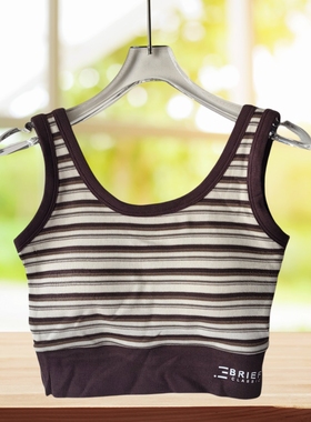 妃恋丝丹女吊带背心自带胸垫夏季外穿条纹短款无袖内搭上衣56307