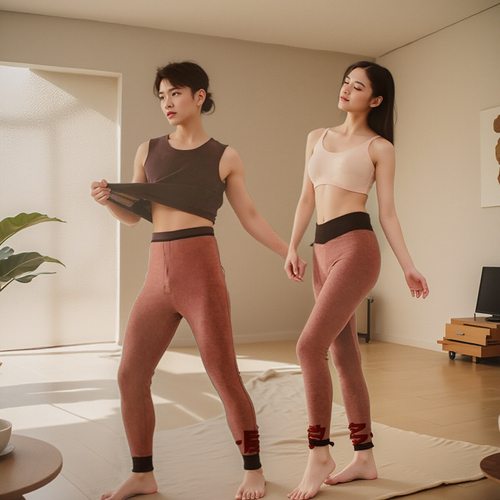 中厚加绒双层意大莱驼绒男保暖裤