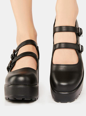 koi footwear鞋代购正品中跟玛丽珍鞋厚底一字式鞋小黑鞋jennie同