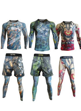 尚武TAT格斗mma泰拳裤健身短裤紧身衣长袖紧身长裤包邮