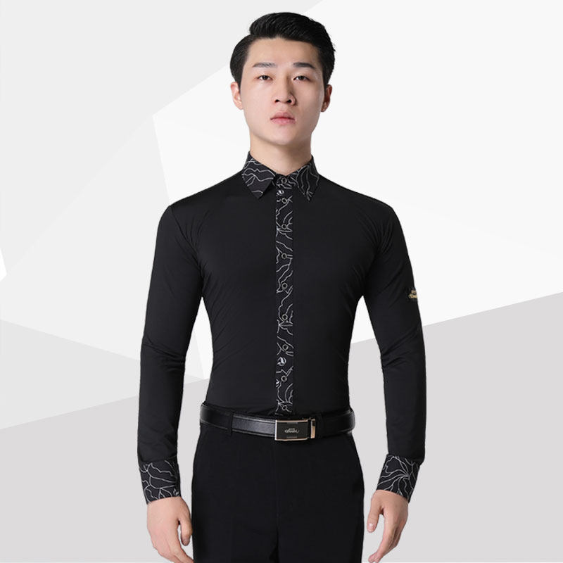衬衫摩登舞丹宝罗男练功服