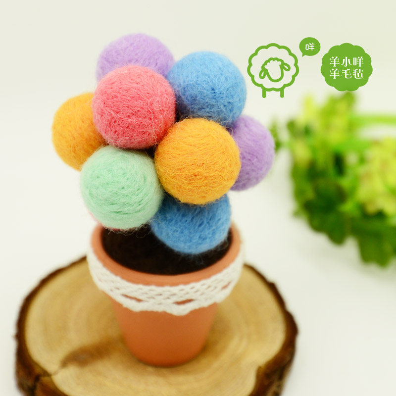 羊小咩圣诞节彩球树许愿树盆栽羊毛毡DIY手工材料包包邮送工具