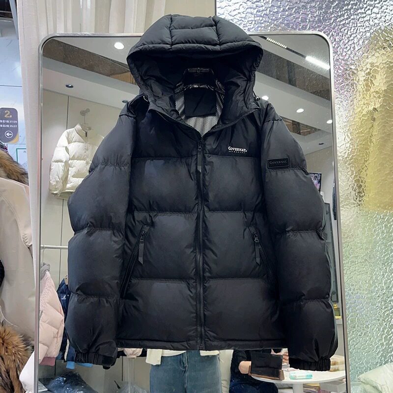 高端羽绒服女2025年新款韩版连帽加厚白鸭绒冬季黑色男女情侣