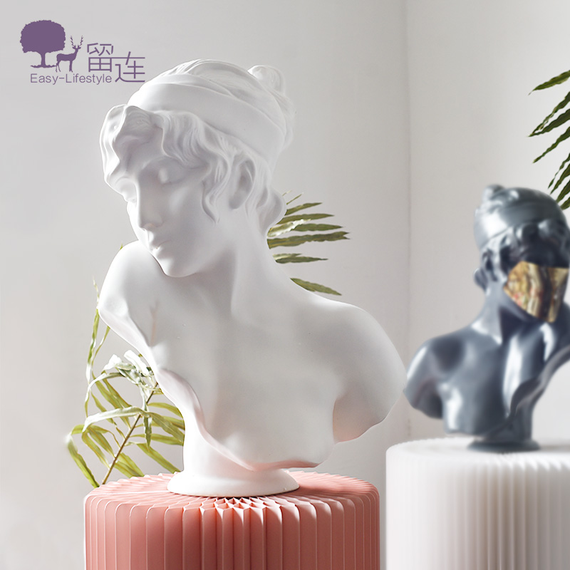 留连少女雕塑半身法式头像艺术品高级感小众雕像树脂软装摆件大号