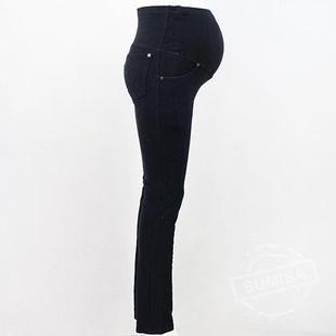 断码 子秋冬 canlemon孕妇紧身小脚纯棉毛圈布藏青色牛仔色打底长裤