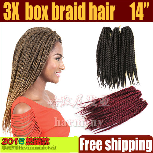 假发工厂现货供应黑人脏辫假发14inch box braid 三股辫 欧美畅销