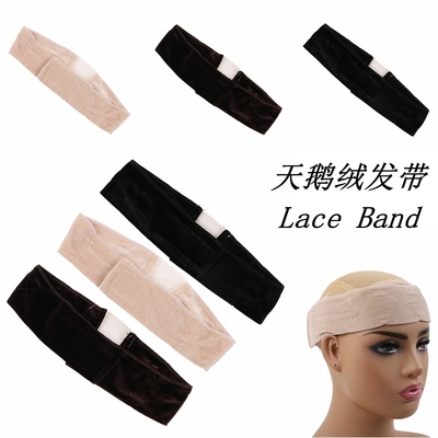 新品上架亚马逊热卖天鹅绒假发发带现货供应 lace girp hair band