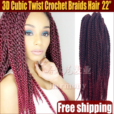 3D Cubic Twist Crochet Braids Hair 四股辫 手搓辫子 脏辫假发