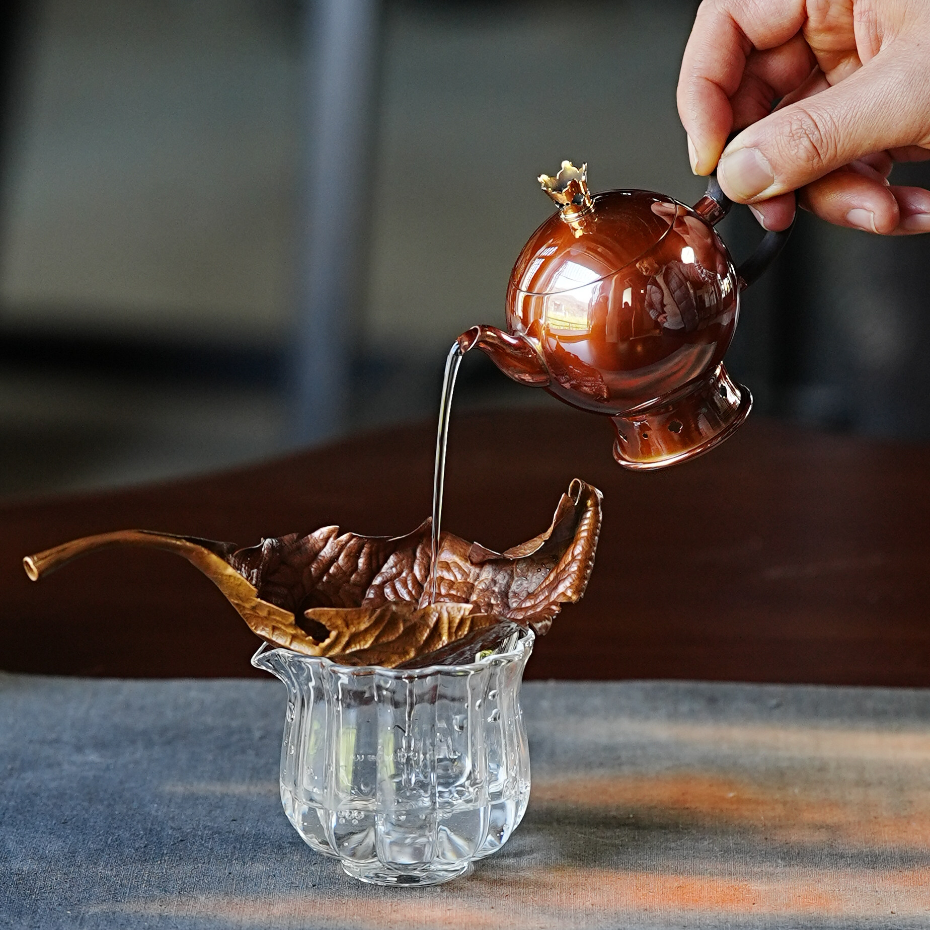 手工铜壶小泡壶高足镜面皇冠银嘴老式纯铜泡茶壶家用铜壶围炉煮茶