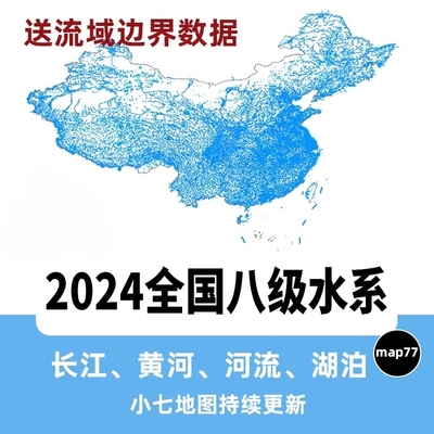 2025年最新版中国1-8级详细湖泊运河水库shp矢量gis数据