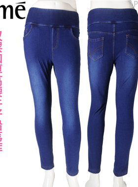 rime韵魅牛仔裤女裤双层加厚加绒保暖高腰女冬弹力铅笔裤1P35900