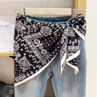 新品-时髦三角巾女百搭装饰包头巾多用屁帘腰封防晒丝巾披肩外搭