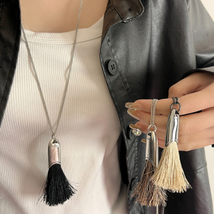 车静媛同款 项链三色 brush流苏毛刷项链ins风小众高级感毛衣链长款