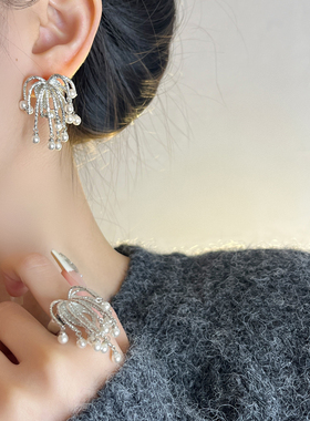 赵露思同款水中烟花火珠珠耳环派对闪亮轻奢小众开口戒指时髦气质