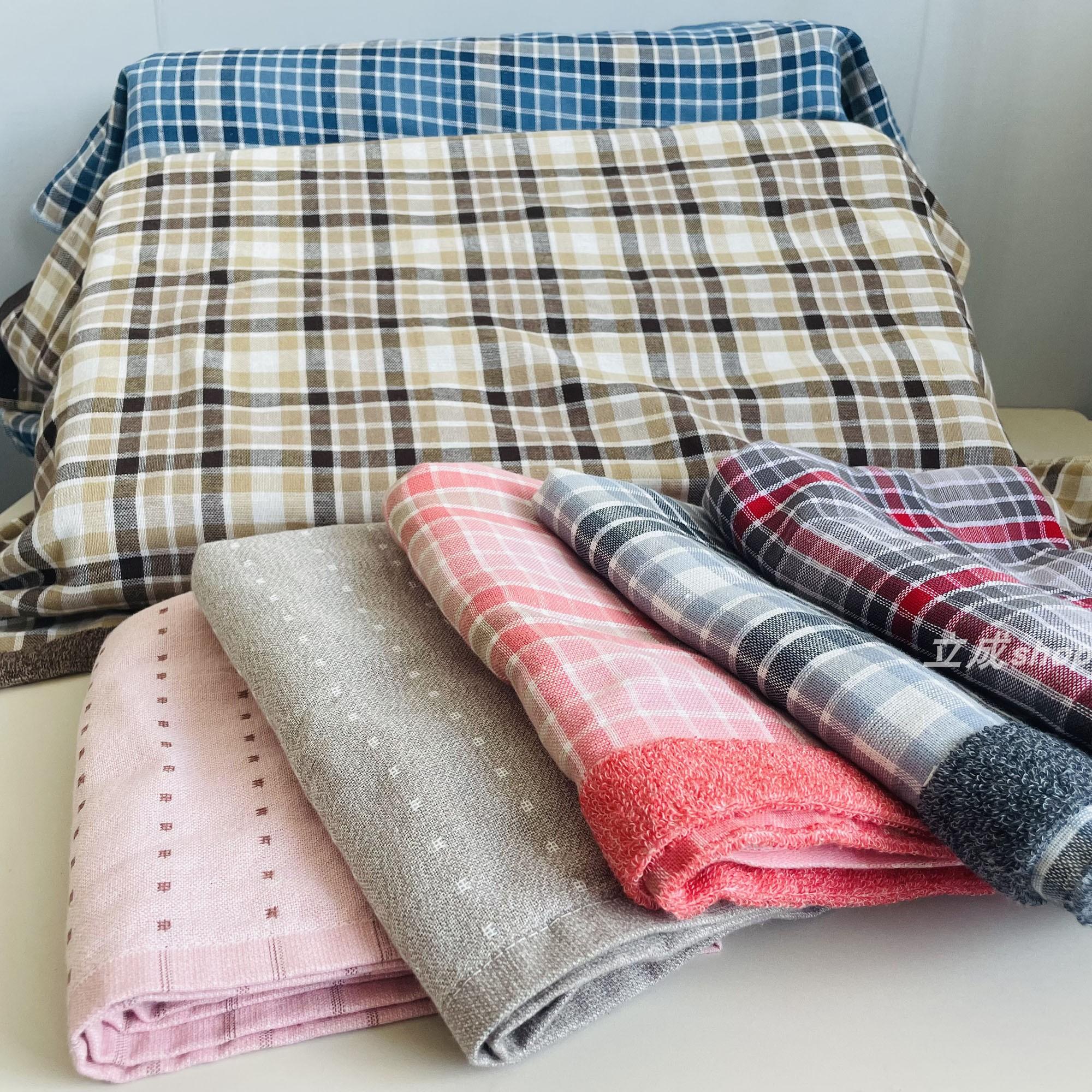 透气柔软单人格子双层单面枕巾