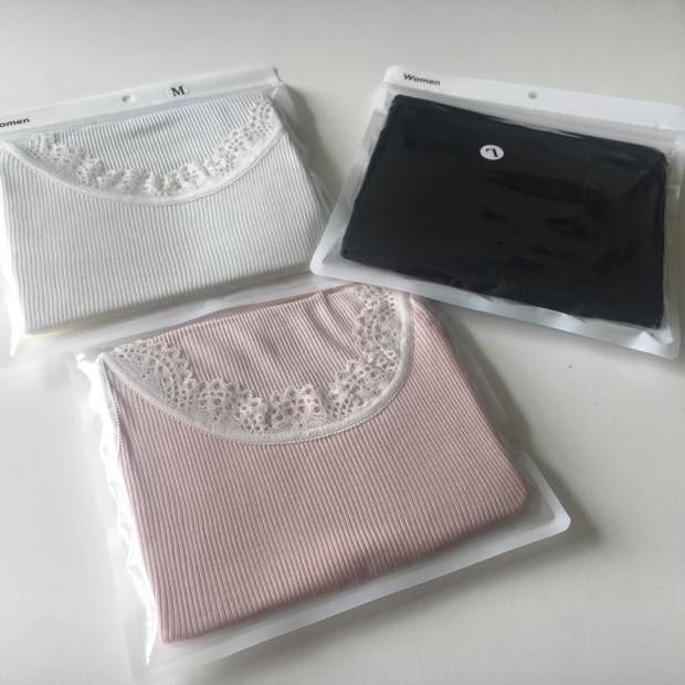 日本G和U女士罗纹蕾丝长袖花边性感弹力修身内上衣打底衫厂里微瑕,女士内衣/男士内衣/家居服,保暖上装,淘宝优惠券,粉丝福利购,淘宝优惠卷