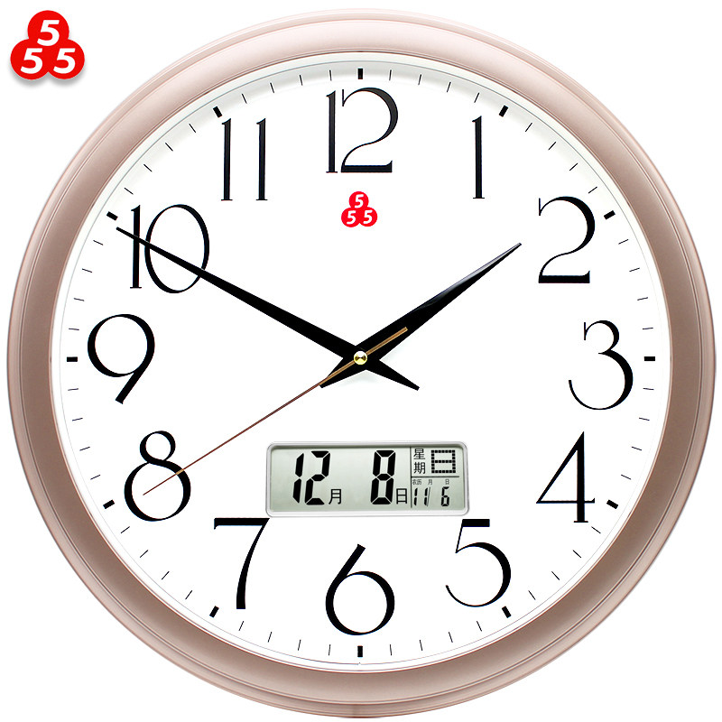 三五静音石英钟轻奢客厅圆形挂钟