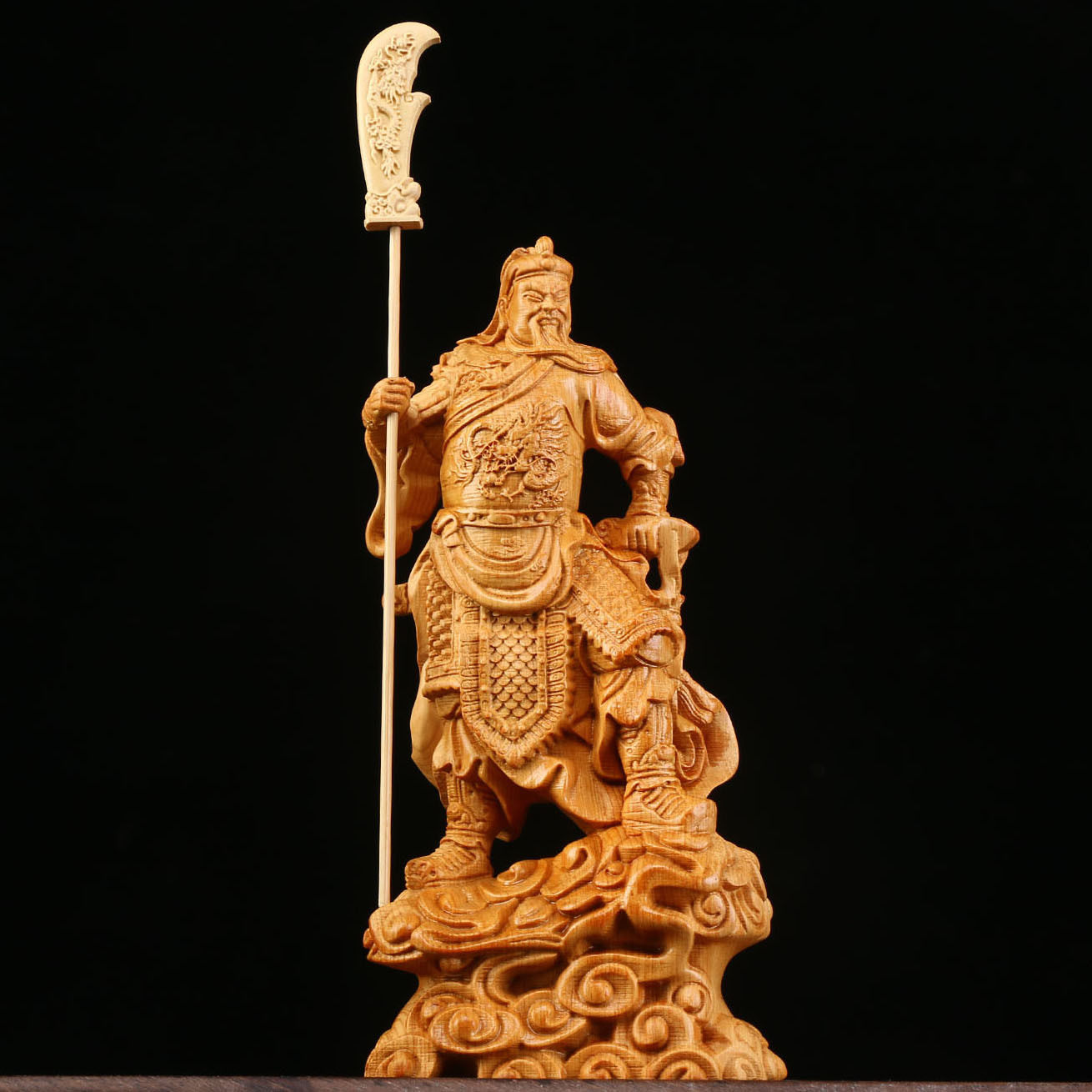 崖柏黄杨木雕立云关公佛像摆件关二爷桃园结义薄云天家居武财神
