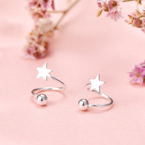 通体S999足银纯银爱心弹簧耳钉