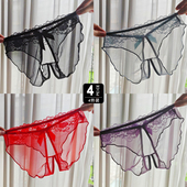 爆款 内裤 女性感火辣纯欲风镂空三角裤 新品 女蕾丝网纱中低腰裤 头