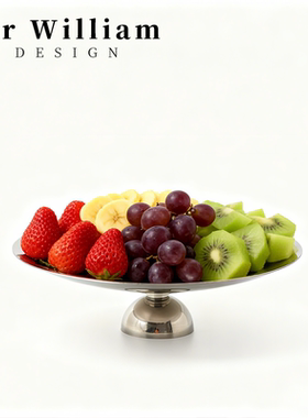MR William 北欧轻奢不锈钢水果盘高脚托盘家用客厅茶几果盘简约