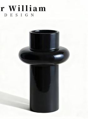 MR William 设计感陶瓷花瓶黑色简约桌面装饰摆件