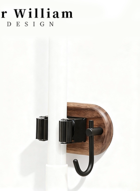 MR William 北欧轻奢胡桃木拖把挂钩免打孔卫生间挂架