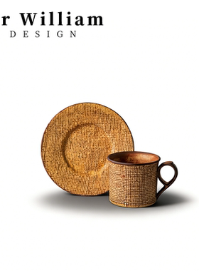 MR William 日式复古粗陶咖啡杯碟套装手工艺陶瓷杯子侘寂风精致