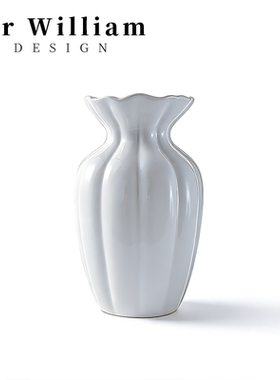 MR William 奶油风高级感白色陶瓷花瓶简约家居装饰摆件客厅插花