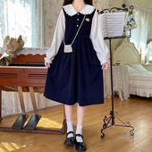 初中生娃娃领连衣裙秋冬13新款 15岁少女大童学生14洋气甜美裙子16