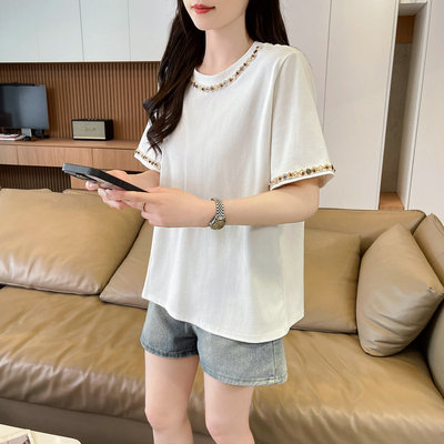 半袖休闲风薄款纯棉少女洋气T恤