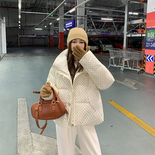 甜美韩版短款羽绒棉衣服冬小个子初高中学生宽松加厚面包服外套女