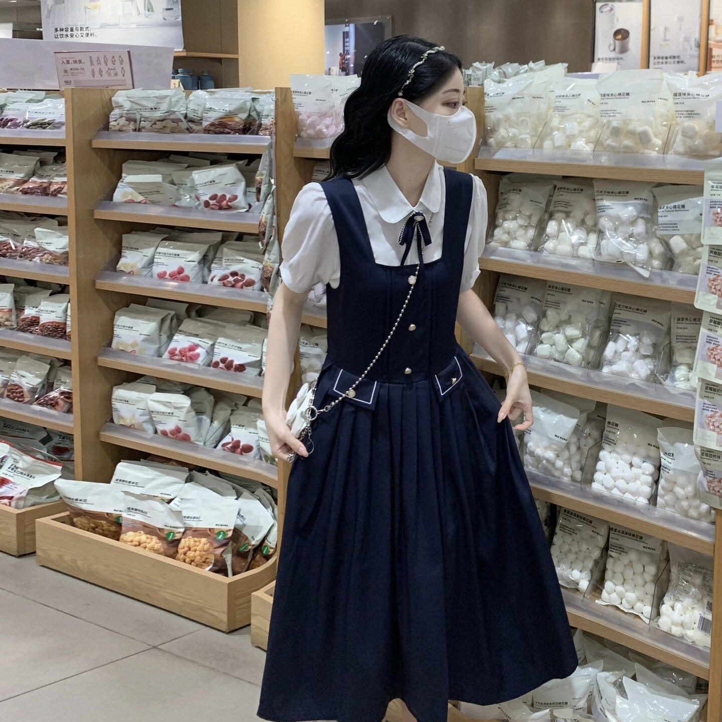 高中女生英伦学院风连衣裙夏季套装裙初中学生甜美气质时尚背带裙