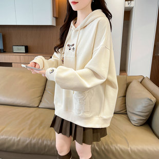 少女洋气可爱冬装卫衣宽松百搭初高中学生休闲加绒加厚连帽衫外套