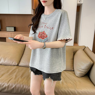 初中生棉质短袖t恤女夏季新款小个子高中学生潮流ins时尚休闲上衣