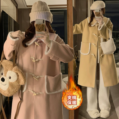 潮流时尚中长款学院风毛呢外套冬