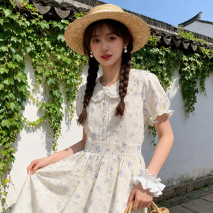 法式气质小清新碎花连衣裙夏漂亮裙子初高中大学生温柔甜美中长裙