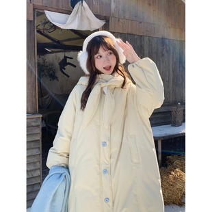 少女甜美中长款羽绒棉服加厚保暖冬装初高中学生棉衣东北棉袄外套