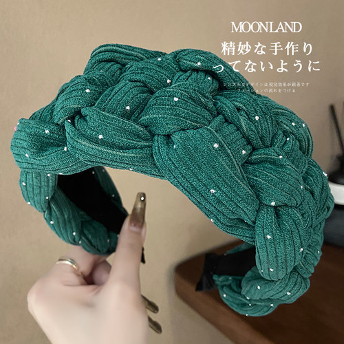 秋冬灯芯绒宽边发箍女高颅顶头箍