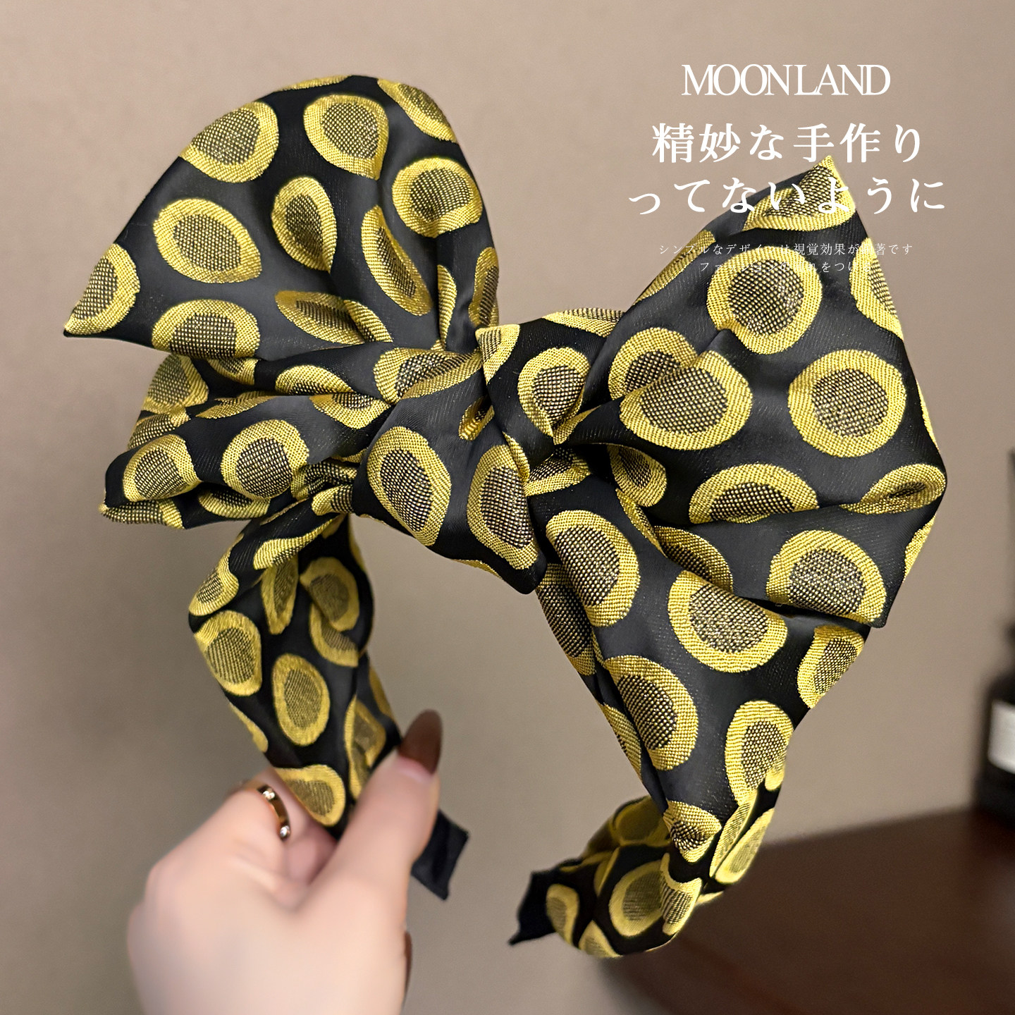 高颅顶超大圆点蝴蝶结发箍女日常外戴发卡宽边显脸小洗脸压发头箍