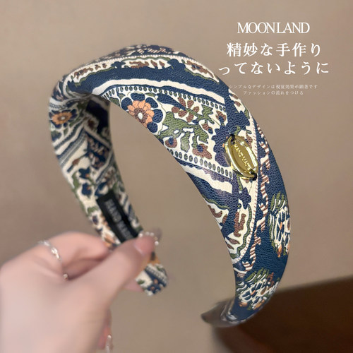 复古氛围感皮质花纹发箍发卡头箍