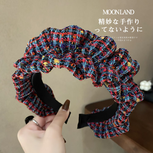 小香风褶皱编织发箍女高颅顶头箍