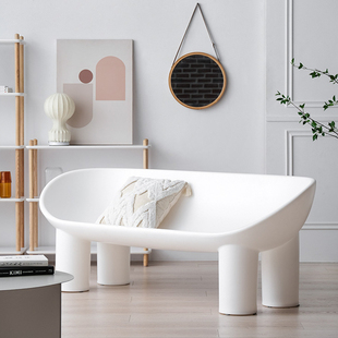 北欧大象腿三人沙发椅网红休息区长凳塑料家具设计师户外双人长墩