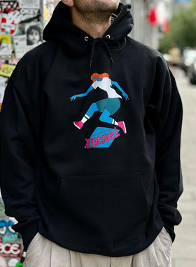 Thrasher x Parra Tre Hood 联名艺术家滑板印花加绒连帽衫卫衣潮